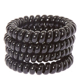 SPIRAL HAIR TIES - BLACK, 4 PACK