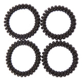 SPIRAL HAIR TIES - BLACK, 4 PACK