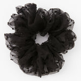 GIANT SWISS DOT SHEER HAIR SCRUNCHIE - BLACK