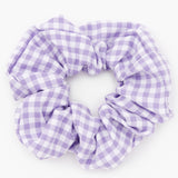 MEDIUM GINGHAM STRIPE HAIR SCRUNCHIE - LILAC