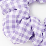 MEDIUM GINGHAM STRIPE HAIR SCRUNCHIE - LILAC