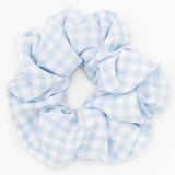 MEDIUM GINGHAM HAIR SCRUNCHIE - LIGHT BLUE