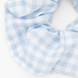 MEDIUM GINGHAM HAIR SCRUNCHIE - LIGHT BLUE
