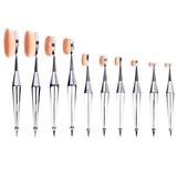 10 Piece Metallic Silver Oval Brush Set