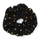 GIANT PLEATED POLKA DOT HAIR SCRUNCHIE - BLACK