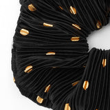 GIANT PLEATED POLKA DOT HAIR SCRUNCHIE - BLACK