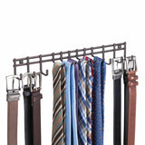 Wall Mount Hanging Tie Rack + Belt Storage Organizer