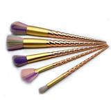 5 Piece Gold Twisted Unicorn Makeup Brush Set