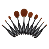 10 Piece Black Oval Brush Set