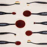 10 Piece Black Oval Brush Set