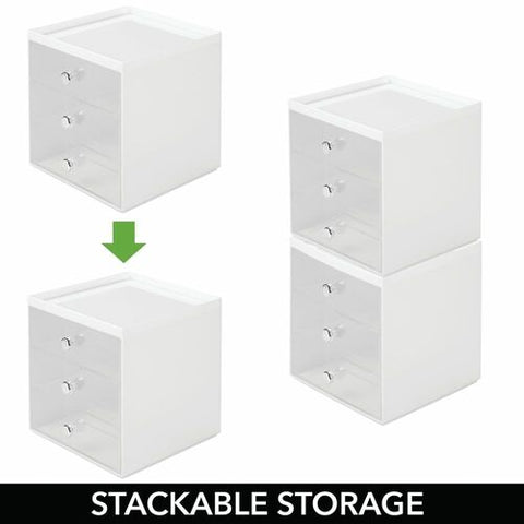 3 Drawer Stacking Eyeglass Storage Box with Clear Drawers