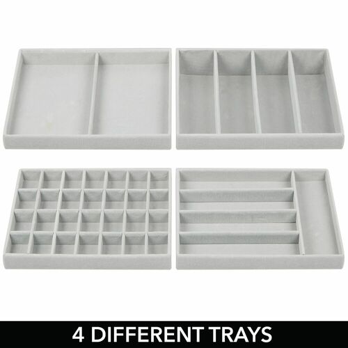 4 Drawer Plastic Jewelry Box with Storage Trays - Clear/Gray