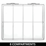 8 Compartment Plastic Divided Craft Jewelry Organizer Box with Hinged Lid - Pack of 2