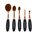 5 Piece Rose Gold Oval Brush Set