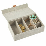 6 Compartment Fabric Jewelry Storage Box with Lid