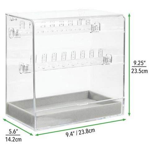 Acrylic Jewelry Earring Display Stand & Storage Tray - Clear/Gray