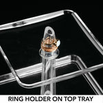 2 Drawer Acrylic Jewelry Earring, Ring Display Rack Stand and Ring Dish