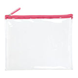 Large Medium Pink Zippered Clear Pouch