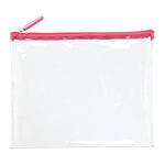 Large Medium Pink Zippered Clear Pouch