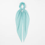 SMALL POLKA DOT PLEATED SCARF HAIR SCRUNCHIE - MINT