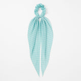 SMALL POLKA DOT PLEATED SCARF HAIR SCRUNCHIE - MINT