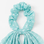 SMALL POLKA DOT PLEATED SCARF HAIR SCRUNCHIE - MINT