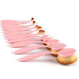 10 Piece Soft Pink Oval Brush Set