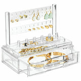 Acrylic Jewelry Earring and Ring Display Stand with Drawer